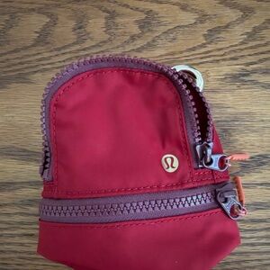 Lululemon red small mini nano Lunar New Year zip key pouch with gold clip NWOT